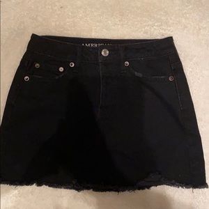 american eagle black denim skirt